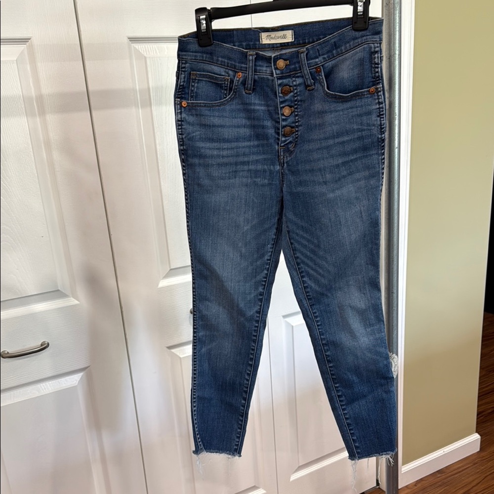 Madewell Blue High Rise Jeans with Cropped Raw Hem